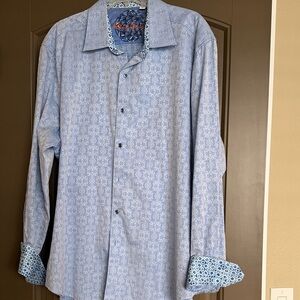 Robert Graham Light Blue Patterned Men's Dress Shirt